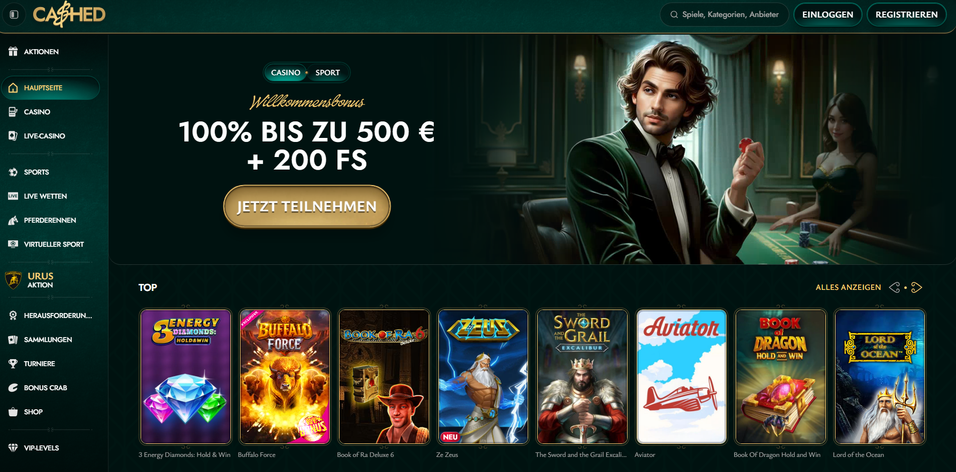 cashed casino bonus